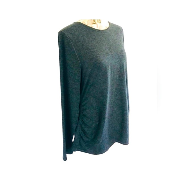 🐆NWOT Girlfriend Collective Heathered Gray/Blk Long Sleeve Top - Picture 1 of 8
